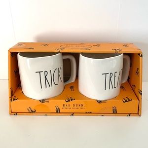 Rae Dunn LL TRICK TREAT Mugs Set of 2 Halloween